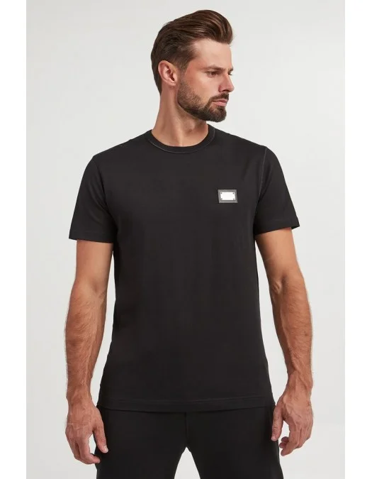 Tricou Dolce & Gabbana, Logo Argintiu, Negru - G8PT1TG7F2IN0000 Tricou Dolce & Gabbana, Logo Argintiu, Negru - G8PT1TG7F2IN0000