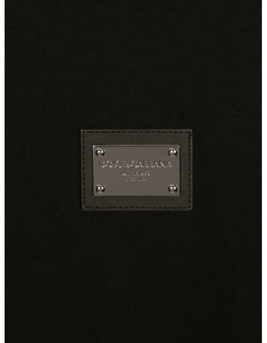 Tricou Dolce & Gabbana, Logo Argintiu, Negru - G8PT1TG7F2IN0000 Tricou Dolce & Gabbana, Logo Argintiu, Negru - G8PT1TG7F2IN0000