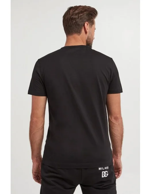 Tricou Dolce & Gabbana, Logo Argintiu, Negru - G8PT1TG7F2IN0000 Tricou Dolce & Gabbana, Logo Argintiu, Negru - G8PT1TG7F2IN0000