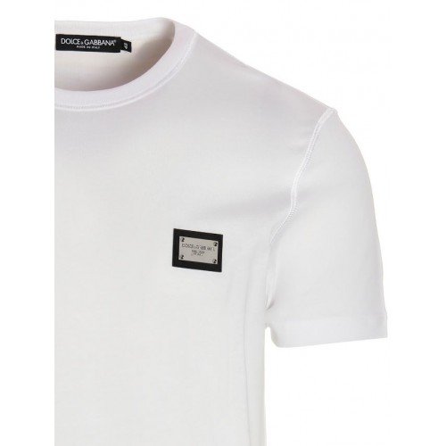 Tricou Dolce & Gabbana, Logo Argintiu, Alb