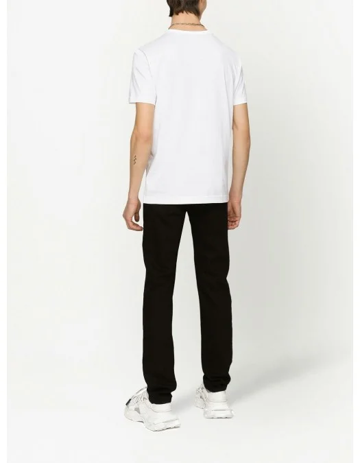 Tricou Dolce & Gabbana, Logo Argintiu, Alb - G8PT1TG7F2IW0800 Tricou Dolce & Gabbana, Logo Argintiu, Alb - G8PT1TG7F2IW0800