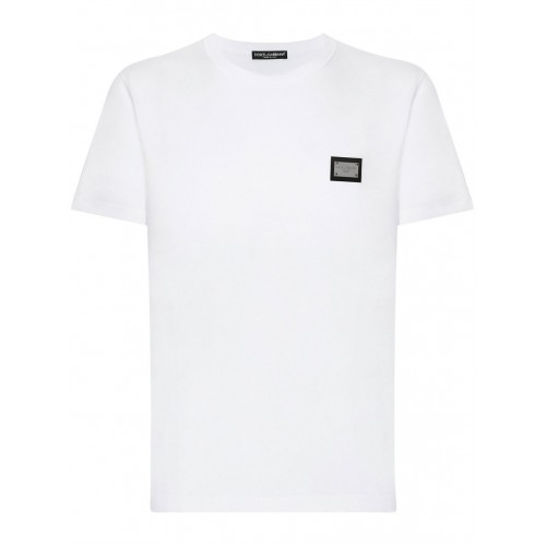 Tricou Dolce & Gabbana, Logo Argintiu, Alb Tricou Dolce & Gabbana, Logo Argintiu, Alb
