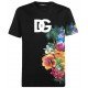 Tricou Dolce & Gabbana, Logo Multicolor, Negru - G8PT1TG7G9IS9000