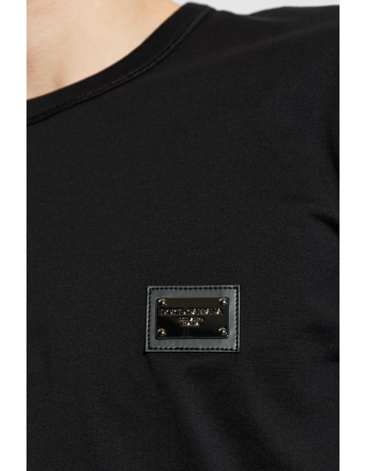 TRICOU DOLCE & GABBANA, Placuta logo Silver, Negru - G8PT1TG7P1BN0000