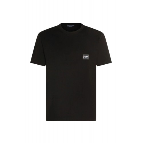 TRICOU DOLCE & GABBANA, Placuta logo Silver, Negru