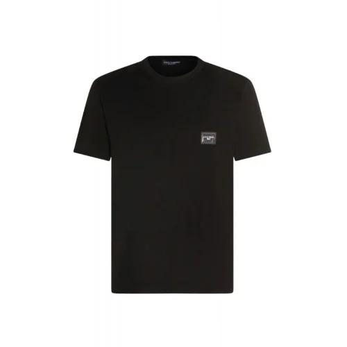 TRICOU DOLCE & GABBANA, Placuta logo Silver, Negru