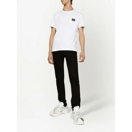 TRICOU DOLCE & GABBANA, Placuta logo Silver, Alb