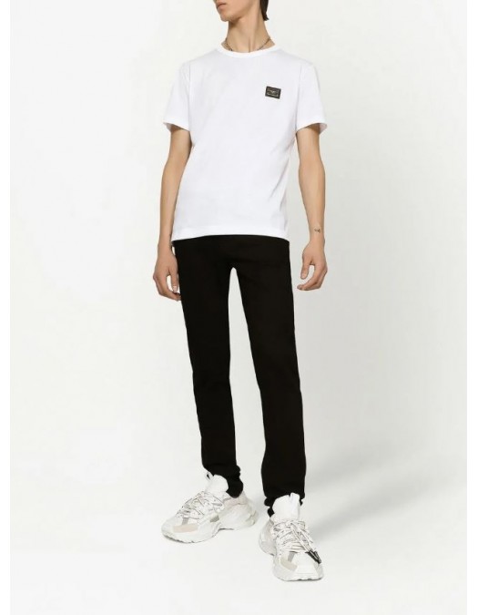 TRICOU DOLCE & GABBANA, Placuta logo Silver, Alb - G8PT1TG7P1BW0800