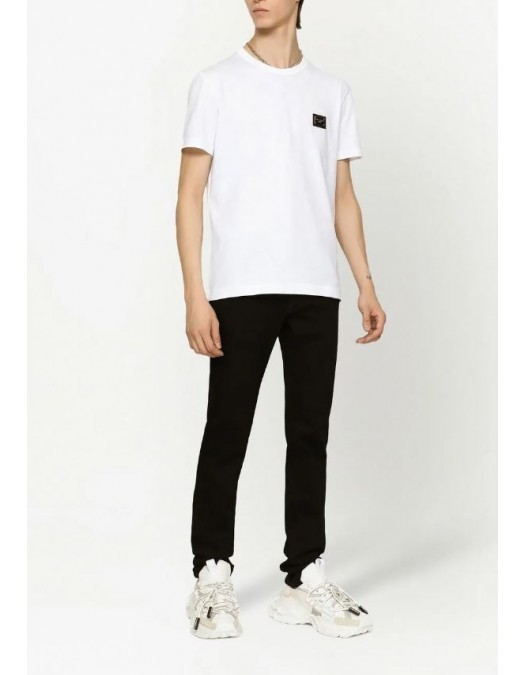 TRICOU DOLCE & GABBANA, Placuta logo Silver, Alb - G8PT1TG7P1BW0800