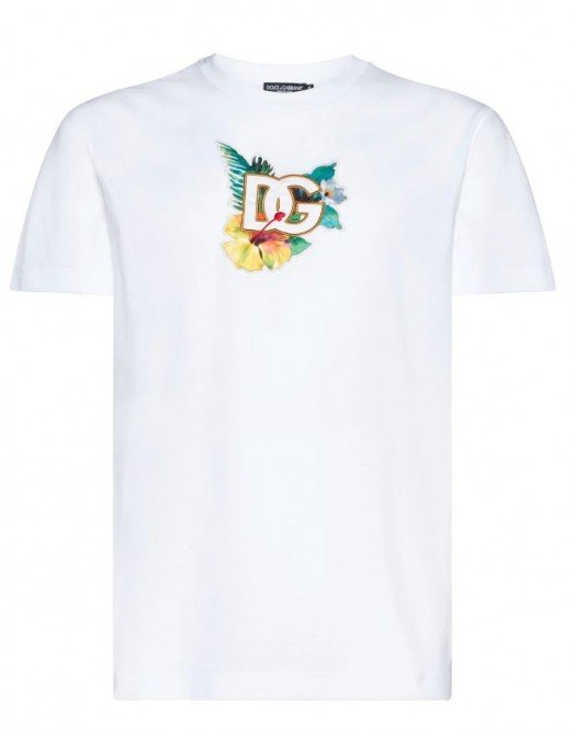 Tricou Dolce & Gabbana, Hawaiian Print, Alb - G8PT1ZFU7EQW0800