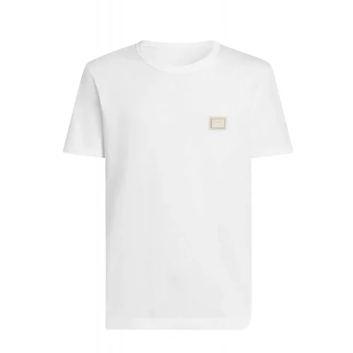 Tricou DOLCE & GABBANA,  Logo New Plate Cotton T-Shirt,White