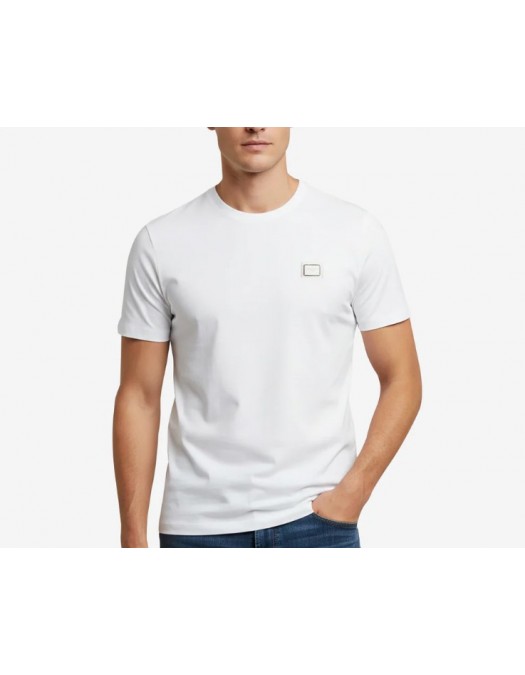 Tricou DOLCE & GABBANA,  Logo New Plate Cotton T-Shirt,White - G8PV1TG7Q1QW0800
