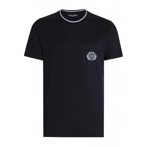 TRICOU DOLCE & GABBANA, Classic, Logo Embroidered, Black TRICOU DOLCE & GABBANA, Classic, Logo Embroidered, Black