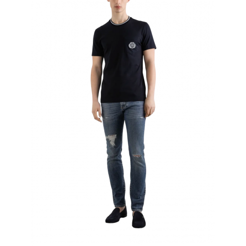 TRICOU DOLCE & GABBANA, Classic, Logo Embroidered, Black TRICOU DOLCE & GABBANA, Classic, Logo Embroidered, Black
