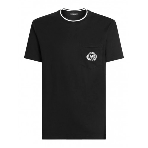 TRICOU DOLCE & GABBANA, Classic, Logo Insert, Chest Pocket, Black TRICOU DOLCE & GABBANA, Classic, Logo Insert, Chest Pocket, Black