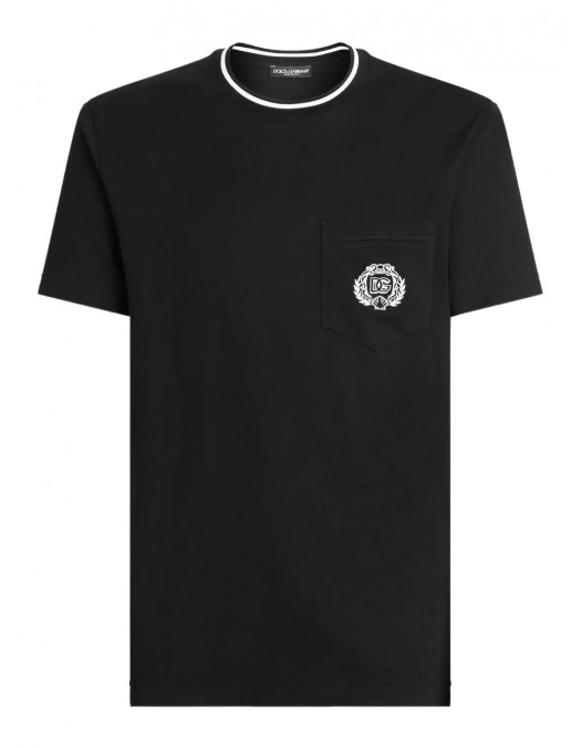TRICOU DOLCE & GABBANA, Classic, Logo Insert, Chest Pocket, Black - G8RA2ZFU7EQN0000 TRICOU DOLCE & GABBANA, Classic, Logo Insert, Chest Pocket, Black - G8RA2ZFU7EQN0000