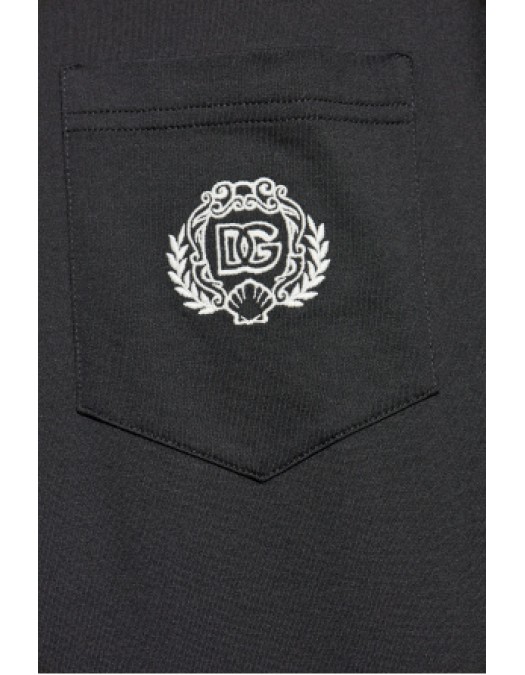 TRICOU DOLCE & GABBANA, Classic, Logo Insert, Chest Pocket, Black - G8RA2ZFU7EQN0000