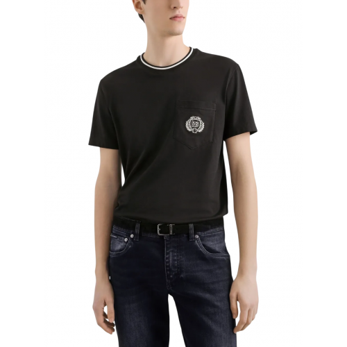 TRICOU DOLCE & GABBANA, Classic, Logo Insert, Chest Pocket, Black TRICOU DOLCE & GABBANA, Classic, Logo Insert, Chest Pocket, Black