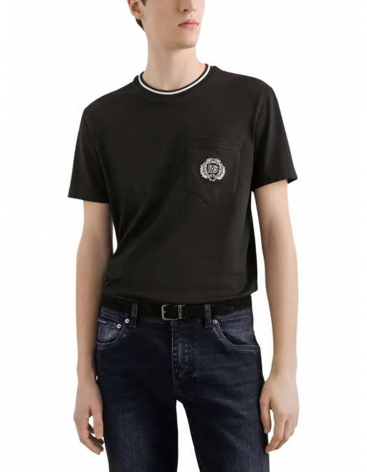 TRICOU DOLCE & GABBANA, Classic, Logo Insert, Chest Pocket, Black - G8RA2ZFU7EQN0000 TRICOU DOLCE & GABBANA, Classic, Logo Insert, Chest Pocket, Black - G8RA2ZFU7EQN0000
