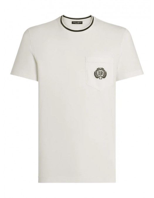 TRICOU DOLCE & GABBANA, Classic, Logo Insert, Chest Pocket, White - G8RA2ZFU7EQW0001 TRICOU DOLCE & GABBANA, Classic, Logo Insert, Chest Pocket, White - G8RA2ZFU7EQW0001