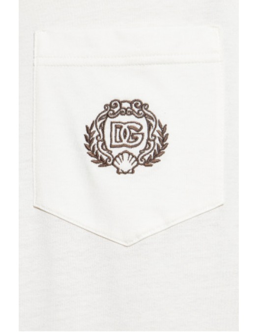 TRICOU DOLCE & GABBANA, Classic, Logo Insert, Chest Pocket, White - G8RA2ZFU7EQW0001 TRICOU DOLCE & GABBANA, Classic, Logo Insert, Chest Pocket, White - G8RA2ZFU7EQW0001