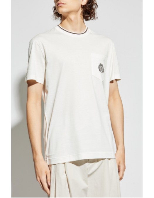 TRICOU DOLCE & GABBANA, Classic, Logo Insert, Chest Pocket, White - G8RA2ZFU7EQW0001 TRICOU DOLCE & GABBANA, Classic, Logo Insert, Chest Pocket, White - G8RA2ZFU7EQW0001