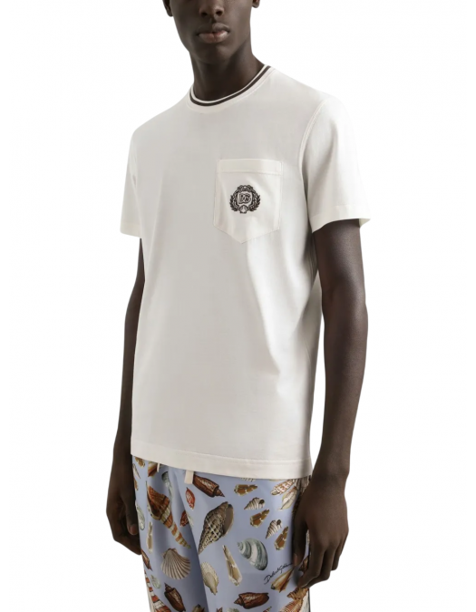 TRICOU DOLCE & GABBANA, Classic, Logo Insert, Chest Pocket, White - G8RA2ZFU7EQW0001 TRICOU DOLCE & GABBANA, Classic, Logo Insert, Chest Pocket, White - G8RA2ZFU7EQW0001