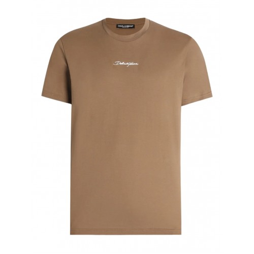 TRICOU DOLCE & GABBANA, Classic, Logo Embroidered, Brown TRICOU DOLCE & GABBANA, Classic, Logo Embroidered, Brown