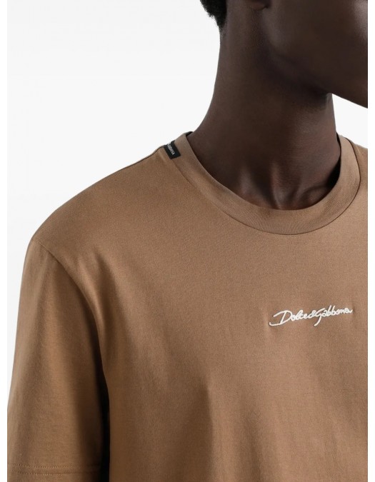 TRICOU DOLCE & GABBANA, Classic, Logo Embroidered, Brown - G8RN8ZG7NUBM0672 TRICOU DOLCE & GABBANA, Classic, Logo Embroidered, Brown - G8RN8ZG7NUBM0672