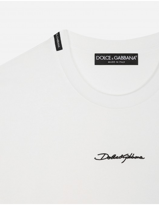 Tricou Dolce & Gabbana, Calligraphic Logo Print, White - G8RN8ZG7NUBW0111