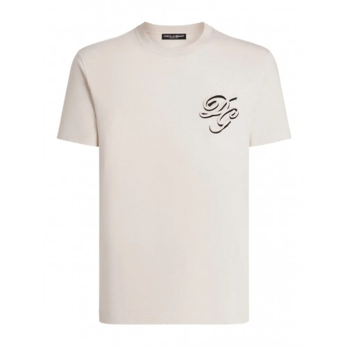 TRICOU DOLCE & GABBANA, Logo Insert, Crew Neck, Beige TRICOU DOLCE & GABBANA, Logo Insert, Crew Neck, Beige