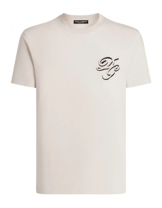 TRICOU DOLCE & GABBANA, Logo Insert, Crew Neck, Beige - G8RN8ZG7PJ0A4567 TRICOU DOLCE & GABBANA, Logo Insert, Crew Neck, Beige - G8RN8ZG7PJ0A4567