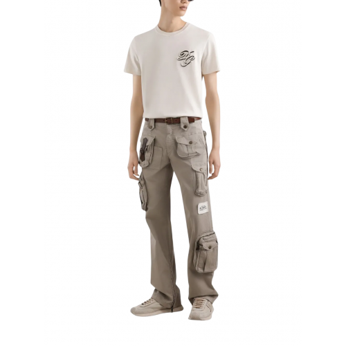 TRICOU DOLCE & GABBANA, Logo Insert, Crew Neck, Beige TRICOU DOLCE & GABBANA, Logo Insert, Crew Neck, Beige