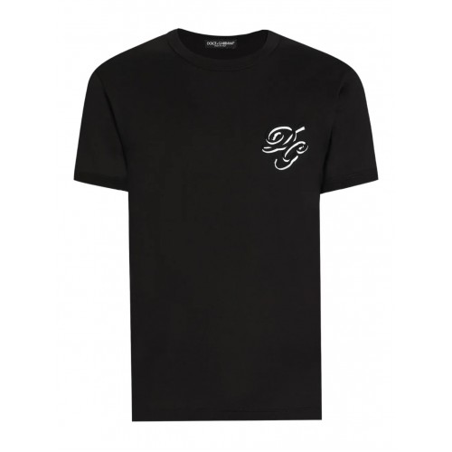 TRICOU DOLCE & GABBANA, Logo insert, Crew Neck, Black TRICOU DOLCE & GABBANA, Logo insert, Crew Neck, Black