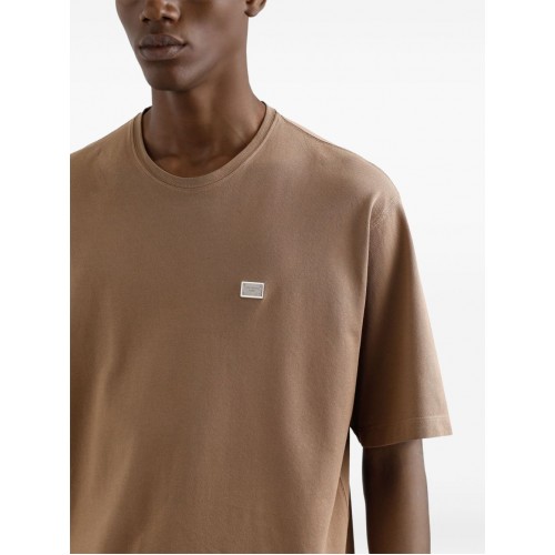 Tricou Dolce & Gabbana, Logo Plaque Insert, Coffee Brown Tricou Dolce & Gabbana, Logo Plaque Insert, Coffee Brown