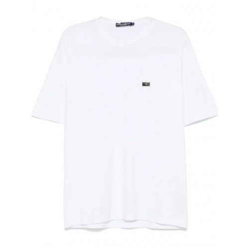 Tricou Dolce & Gabbana, Logo Plaque Insert, White Tricou Dolce & Gabbana, Logo Plaque Insert, White