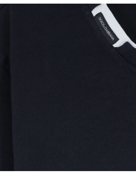 Tricou DOLCE & GABBANA, Cotton t-shirt with contrasting profile - G8TW5TFU7EQB0665