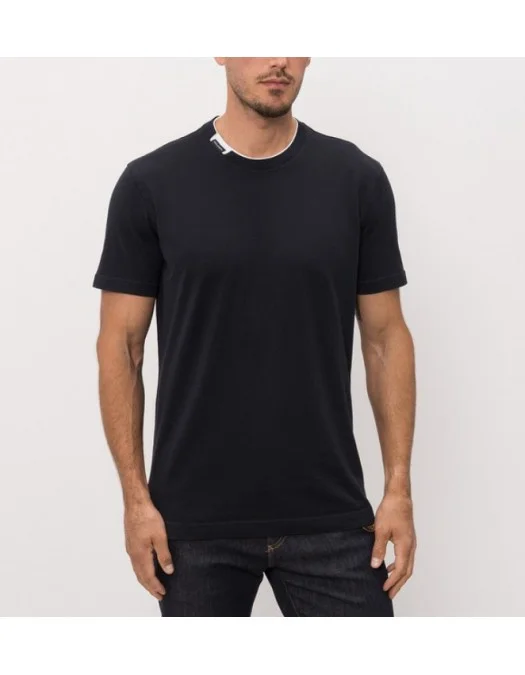Tricou DOLCE & GABBANA, Cotton t-shirt with contrasting profile - G8TW5TFU7EQB0665