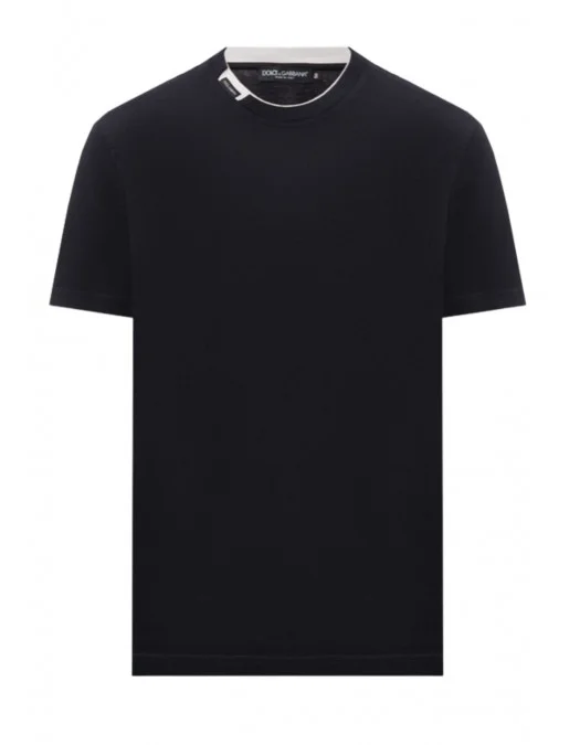 Tricou DOLCE & GABBANA, Cotton t-shirt with contrasting profile - G8TW5TFU7EQB0665