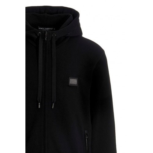 Hanorac DOLCE & GABBANA, Cu fermoar, Logo atasat, Negru