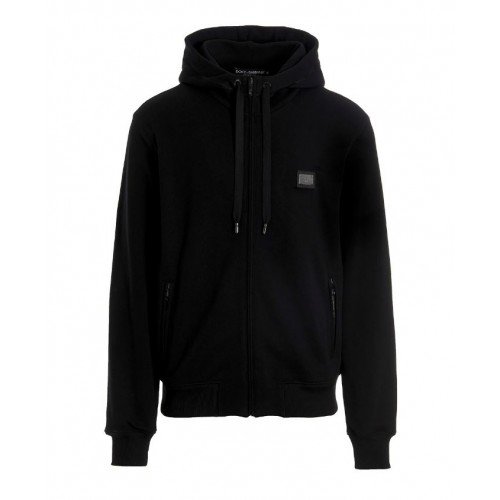 Hanorac DOLCE & GABBANA, Cu fermoar, Logo atasat, Negru