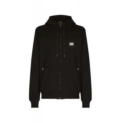 Hanorac DOLCE & GABBANA, hooded zi-up sweatshirt, Negru