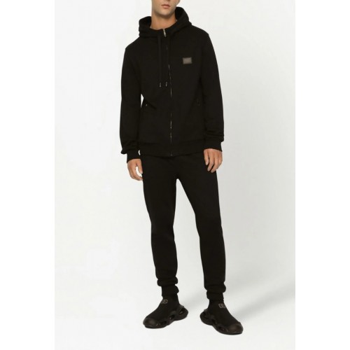 Hanorac DOLCE & GABBANA, hooded zi-up sweatshirt, Negru