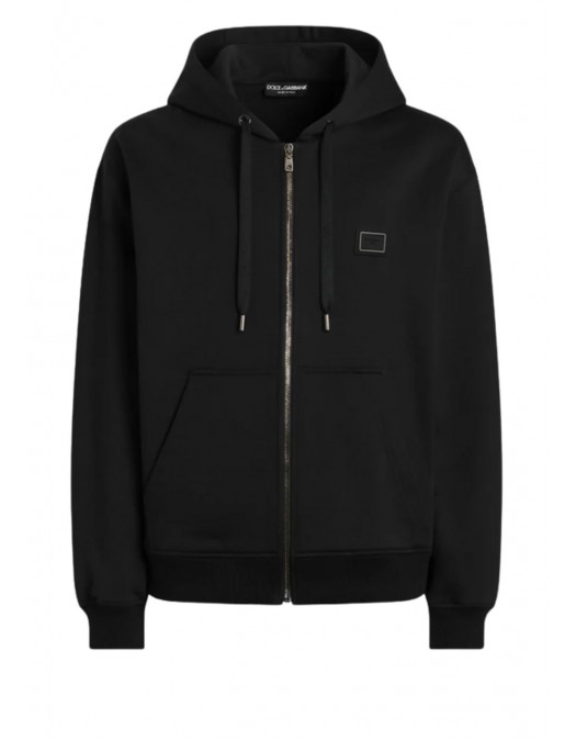 Hanorac DOLCE & GABBANA,  New Plate Cotton Hooded Zip Sweatshirt - G9CEGTG7Q2ON0000