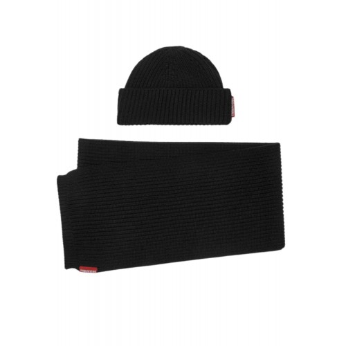 Set Caciula Dsquared2 si Fular Dsquared2, Imprimeu logo, Negru Set Caciula Dsquared2 si Fular Dsquared2, Imprimeu logo, Negru