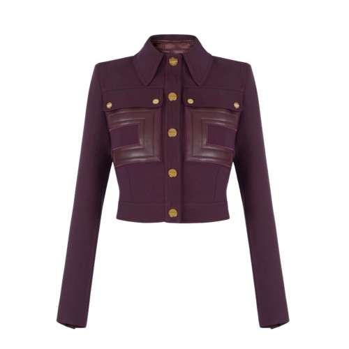 Jacheta ELISABETTA FRANCHI, double-layer crêpe fabric with logo details, Merlot Jacheta ELISABETTA FRANCHI, double-layer crêpe fabric with logo details, Merlot
