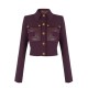 Jacheta ELISABETTA FRANCHI, double-layer crêpe fabric with logo details, Merlot - GI15957E2EA4