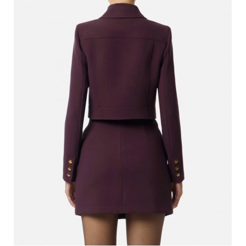 Jacheta ELISABETTA FRANCHI, double-layer crêpe fabric with logo details, Merlot Jacheta ELISABETTA FRANCHI, double-layer crêpe fabric with logo details, Merlot