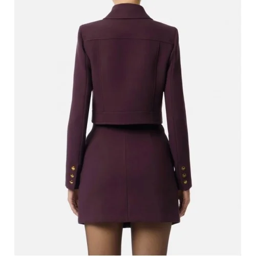 Jacheta ELISABETTA FRANCHI, double-layer crêpe fabric with logo details, Merlot