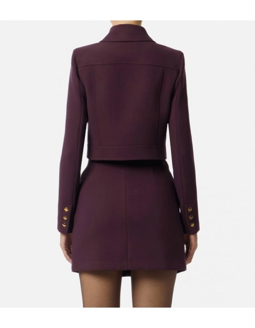 Jacheta ELISABETTA FRANCHI, double-layer crêpe fabric with logo details, Merlot - GI15957E2EA4